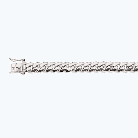 14K 11MM WHITE GOLD SOLID MIAMI CUBAN 18" CHAIN NECKLACE (AVAILABLE IN LENGTHS 7" - 30")