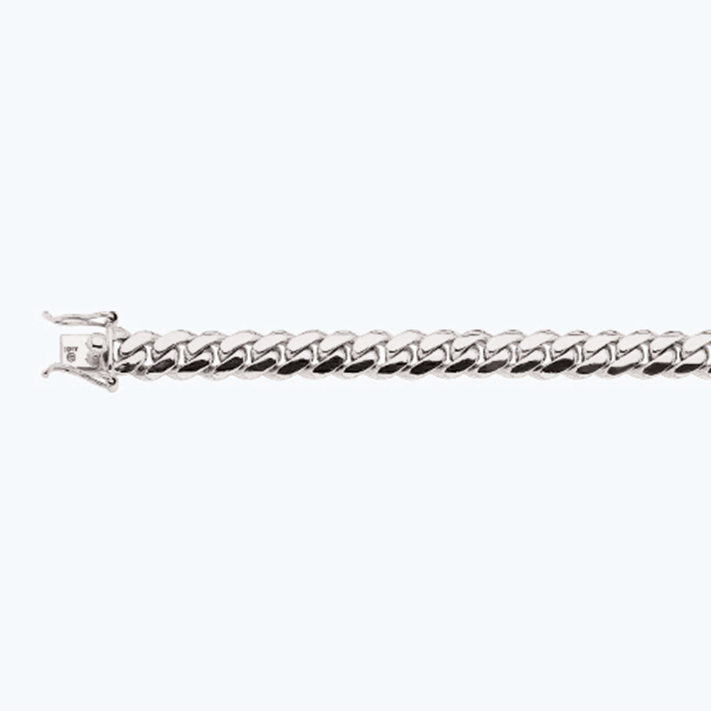 14K 10MM WHITE GOLD SOLID MIAMI CUBAN 18" CHAIN NECKLACE (AVAILABLE IN LENGTHS 7" - 30")