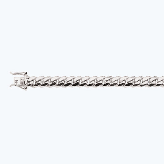 14K 10MM WHITE GOLD SOLID MIAMI CUBAN 18" CHAIN NECKLACE (AVAILABLE IN LENGTHS 7" - 30")
