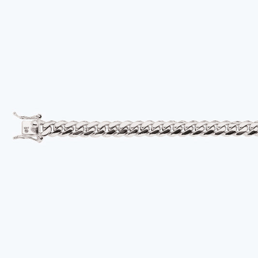 14K 9MM WHITE GOLD SOLID MIAMI CUBAN 20" CHAIN NECKLACE (AVAILABLE IN LENGTHS 7" - 30")