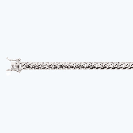 14K 8MM WHITE GOLD SOLID MIAMI CUBAN 8" CHAIN BRACELET (AVAILABLE IN LENGTHS 7" - 30")