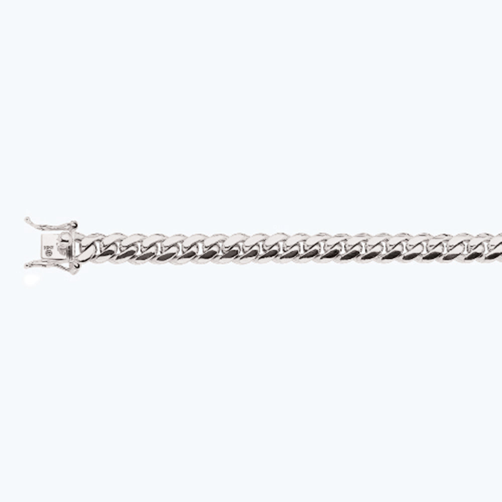 14K 8MM WHITE GOLD SOLID MIAMI CUBAN 30" CHAIN NECKLACE (AVAILABLE IN LENGTHS 7" - 30")