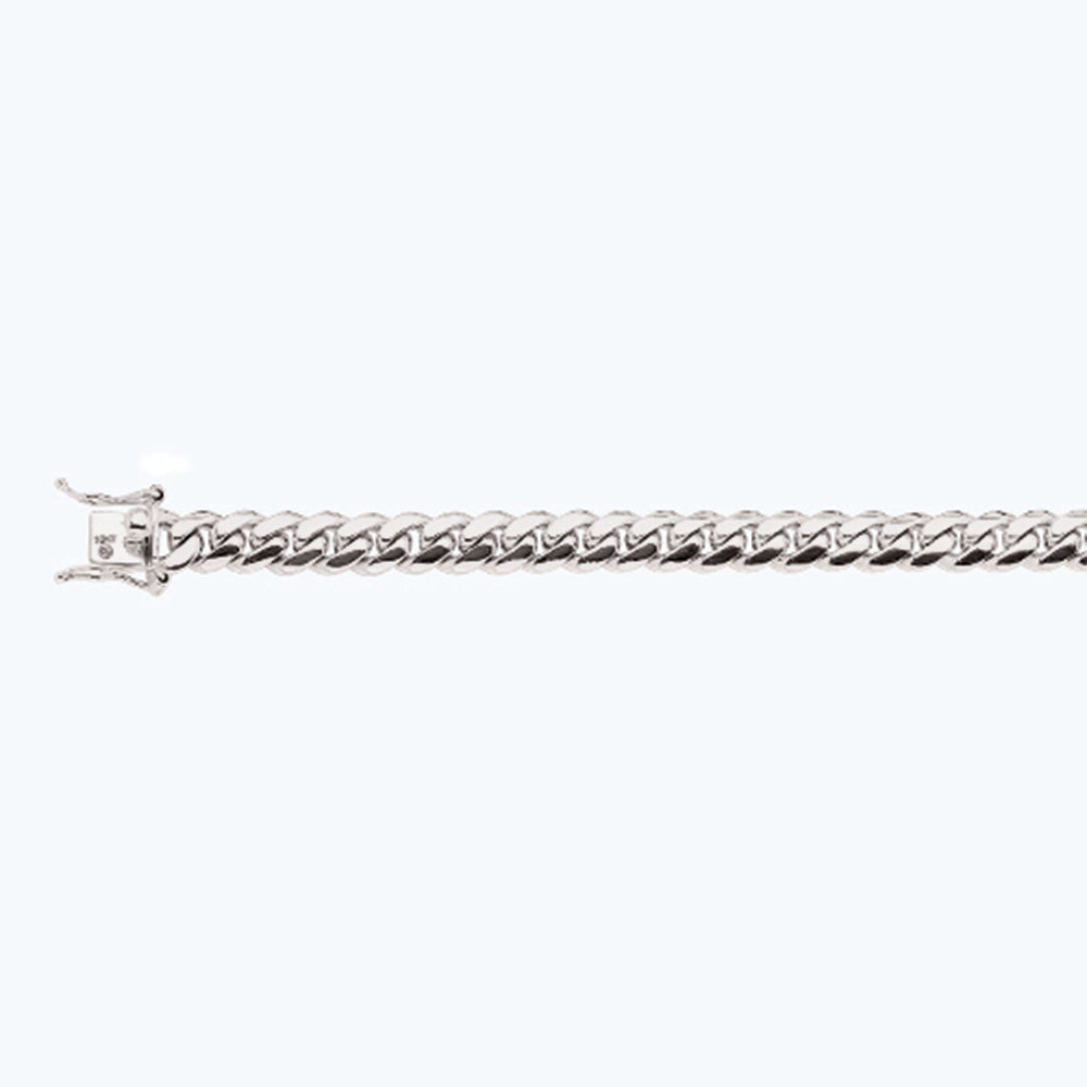 14K 7MM WHITE GOLD SOLID MIAMI CUBAN 20" CHAIN NECKLACE (AVAILABLE IN LENGTHS 7" - 30")