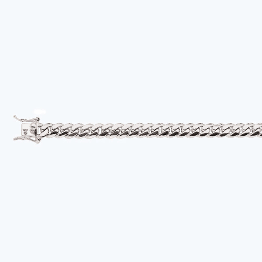10K 7MM WHITE GOLD SOLID MIAMI CUBAN 20" CHAIN NECKLACE (AVAILABLE IN LENGTHS 7" - 30")