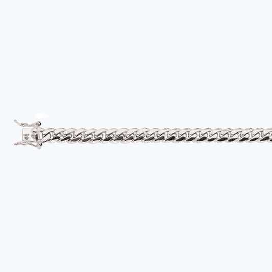 10K 7MM WHITE GOLD SOLID MIAMI CUBAN 9" CHAIN BRACELET (AVAILABLE IN LENGTHS 7" - 30")