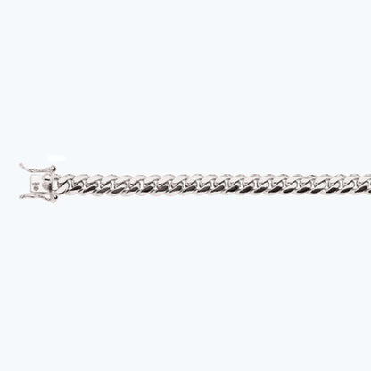 14K 7MM WHITE GOLD SOLID MIAMI CUBAN 22" CHAIN NECKLACE (AVAILABLE IN LENGTHS 7" - 30")