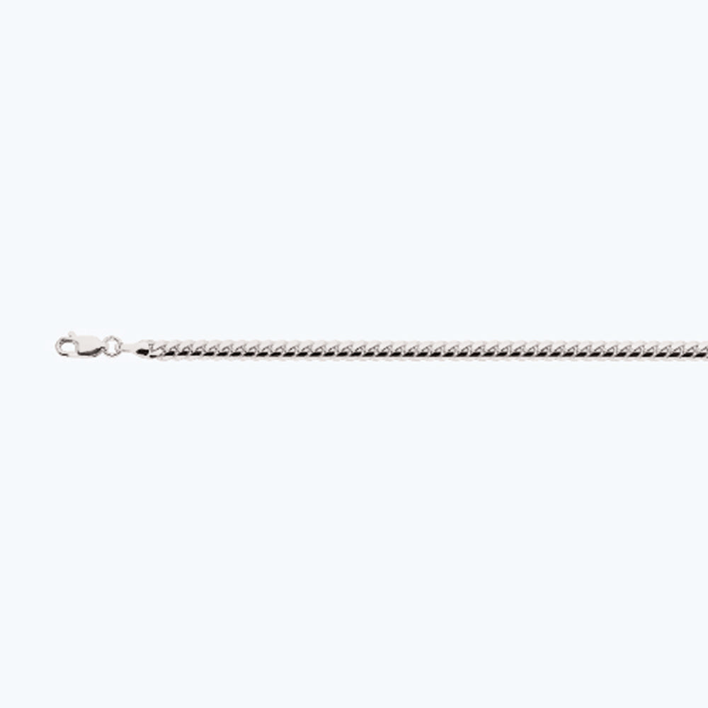 14K 4MM WHITE GOLD SOLID MIAMI CUBAN 16" CHAIN NECKLACE (AVAILABLE IN LENGTHS 7" - 30")