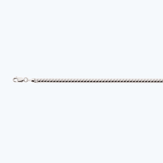 14K 4MM WHITE GOLD SOLID MIAMI CUBAN 9" CHAIN BRACELET (AVAILABLE IN LENGTHS 7" - 30")