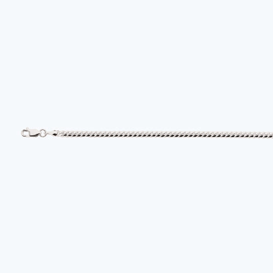 14K 3.5MM WHITE GOLD SOLID MIAMI CUBAN 7" CHAIN BRACELET (AVAILABLE IN LENGTHS 7" - 30")