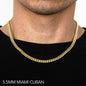 10K 5.5MM YELLOW GOLD HOLLOW MIAMI CUBAN 30 CHAIN NECKLACE"