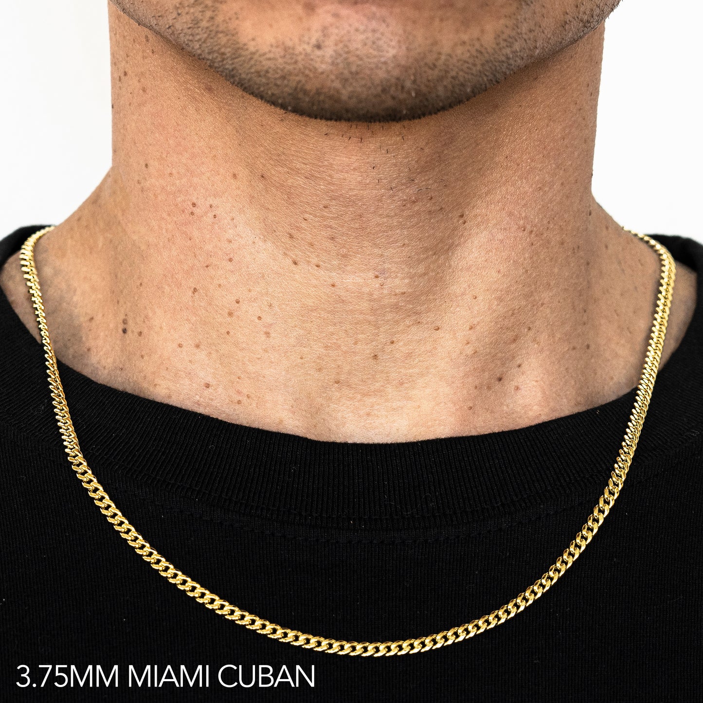 10K 3.75MM YELLOW GOLD HOLLOW MIAMI CUBAN 20" CHAIN NECKLACE"