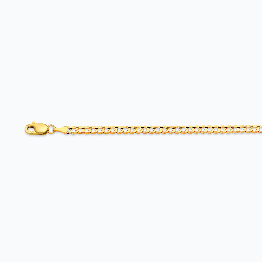 10K 2.5MM YELLOW GOLD SOLID CURB 7 CHAIN BRACELET"