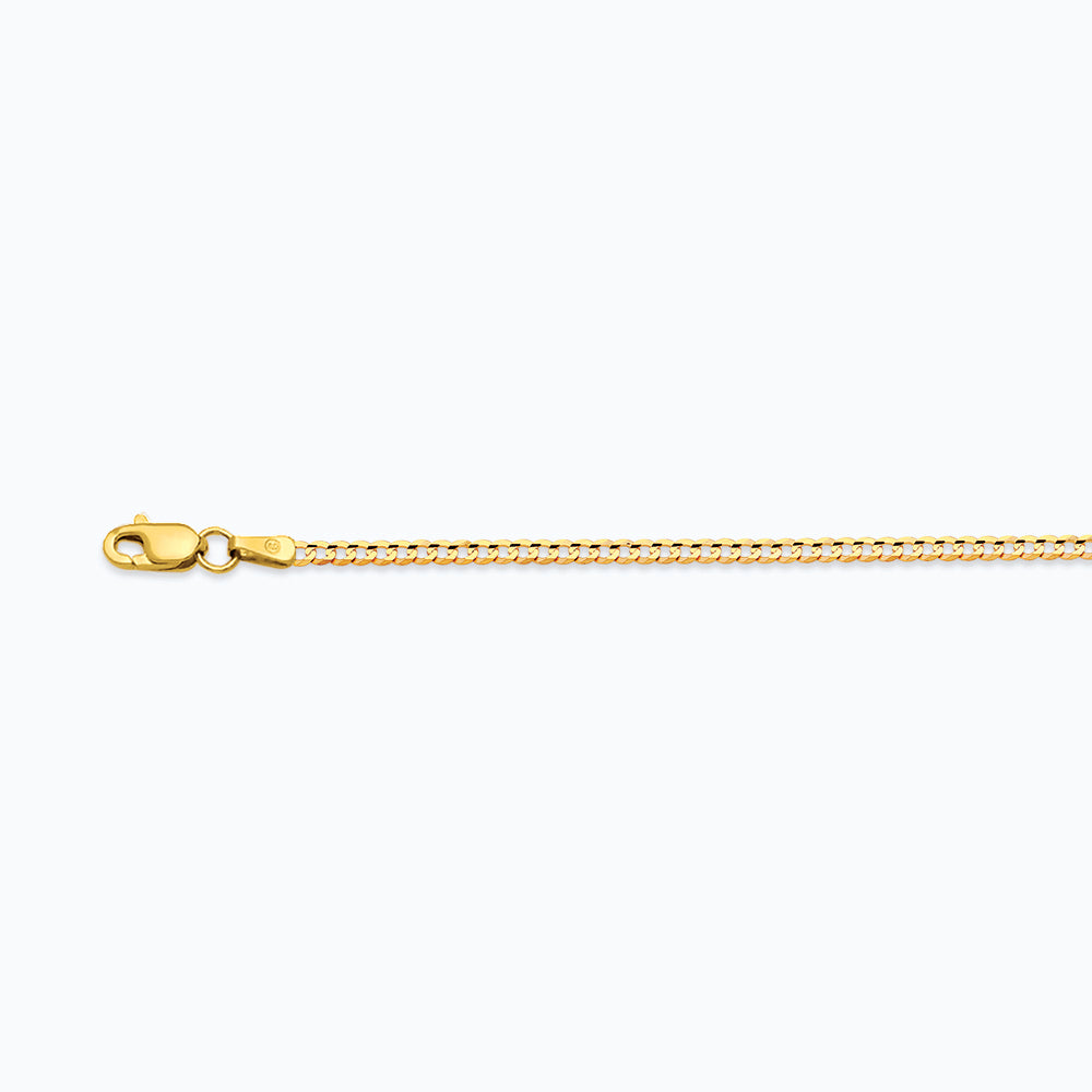 10K 2MM YELLOW GOLD SOLID CURB 18 CHAIN NECKLACE"