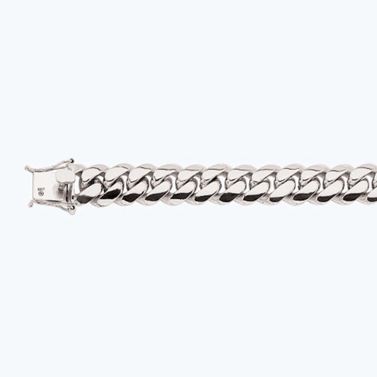 14K 15MM WHITE GOLD SOLID MIAMI CUBAN 20" CHAIN NECKLACE (AVAILABLE IN LENGTHS 7" - 30")