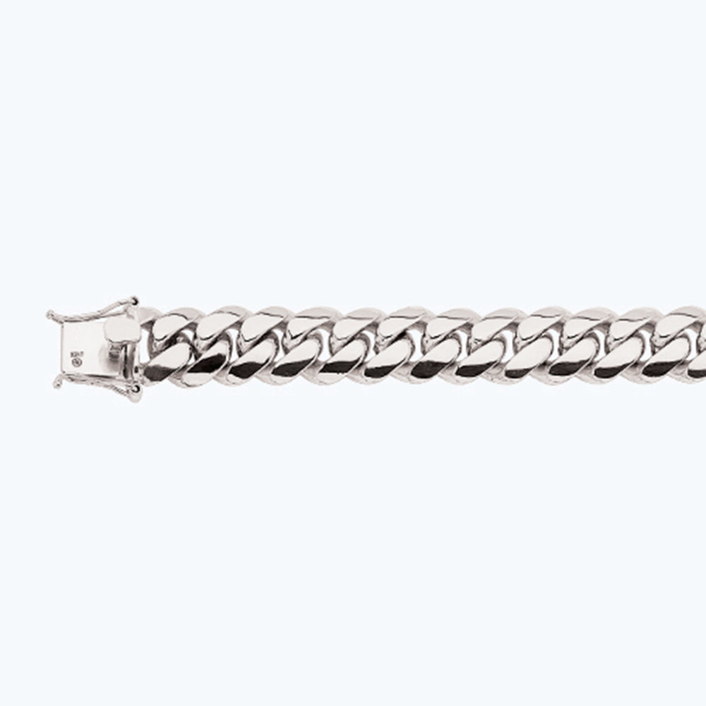 14K 15MM WHITE GOLD SOLID MIAMI CUBAN 22" CHAIN NECKLACE (AVAILABLE IN LENGTHS 7" - 30")