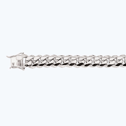 14K 14MM WHITE GOLD SOLID MIAMI CUBAN 8" CHAIN BRACELET (AVAILABLE IN LENGTHS 7" - 30")