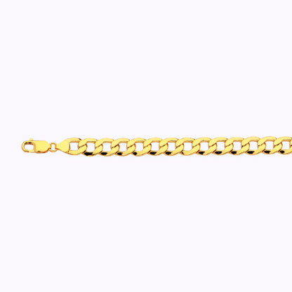 10K 9MM YELLOW GOLD HOLLOW CURB 18 CHAIN NECKLACE"