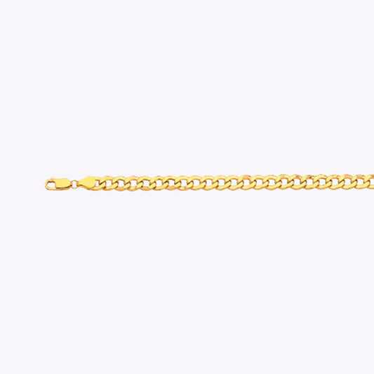 10K 6.5MM YELLOW GOLD HOLLOW CURB 7" CHAIN BRACELET (AVAILABLE IN LENGTHS 7" - 30")