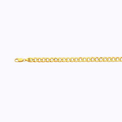 10K 6.5MM YELLOW GOLD HOLLOW CURB 7.5 CHAIN BRACELET"