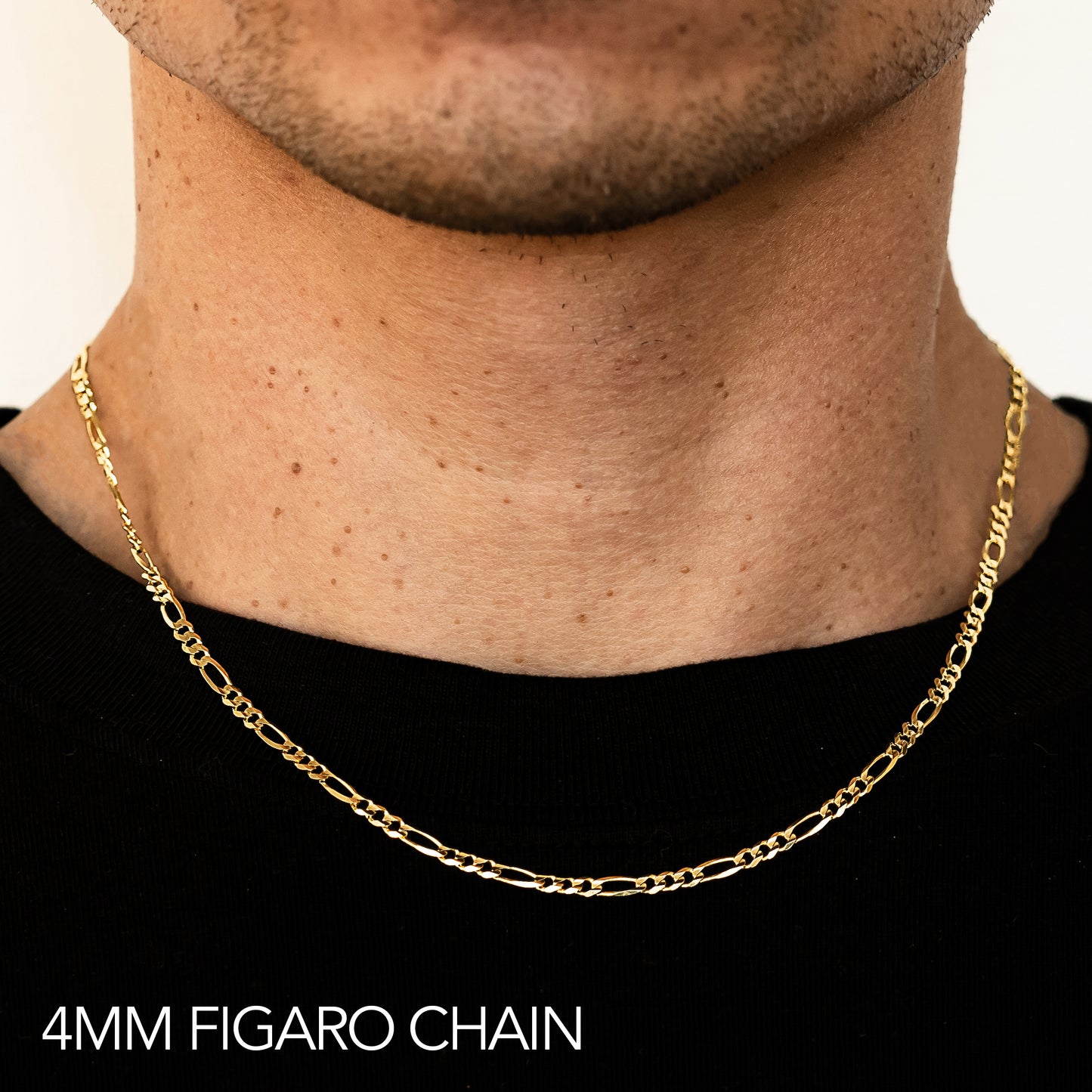 10K 4MM YELLOW GOLD HOLLOW FIGARO 18 CHAIN NECKLACE"