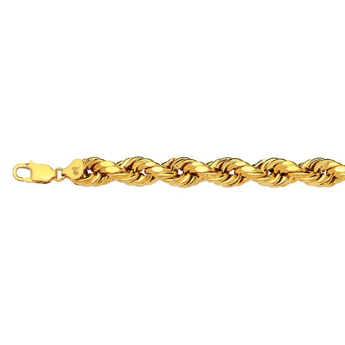 10K 10MM YELLOW GOLD DC HOLLOW ROPE 16 CHAIN NECKLACE"