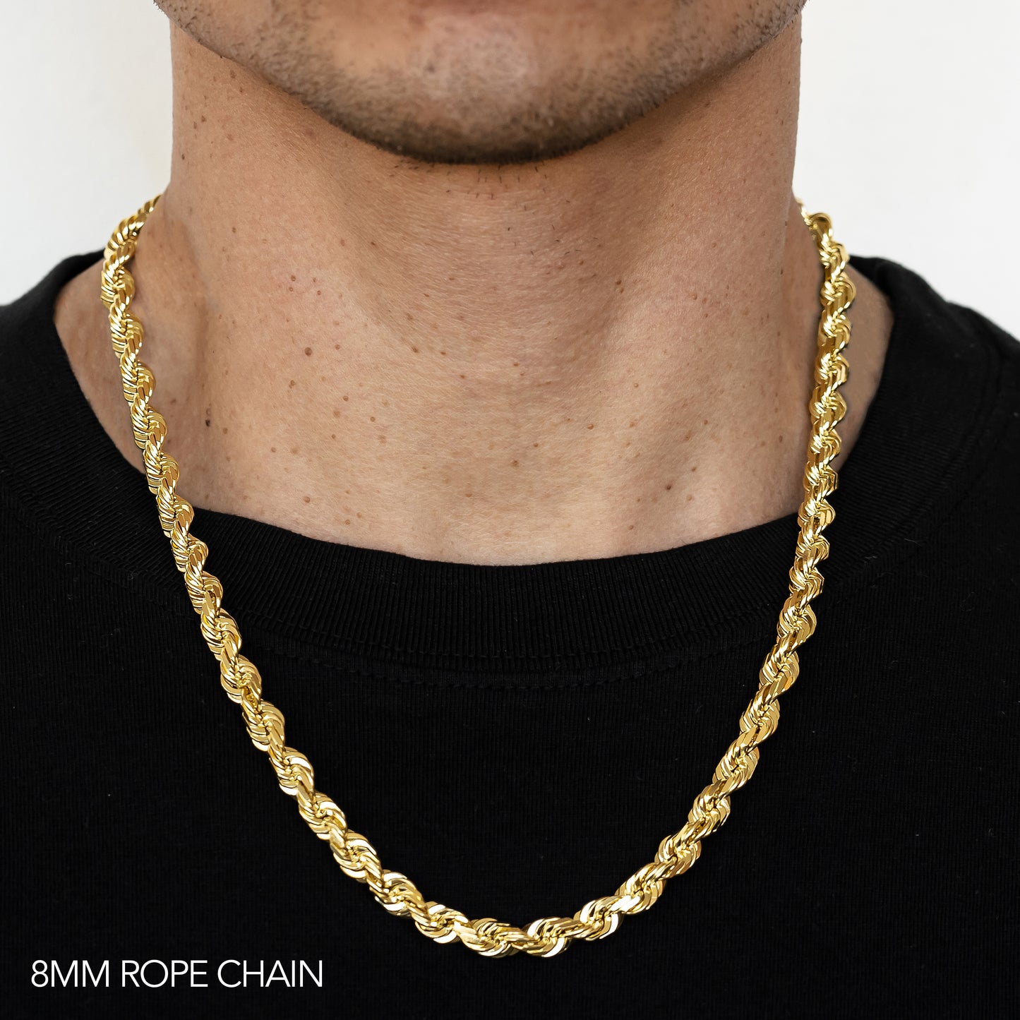 10K 12MM YELLOW GOLD DC HOLLOW ROPE 24 CHAIN NECKLACE"