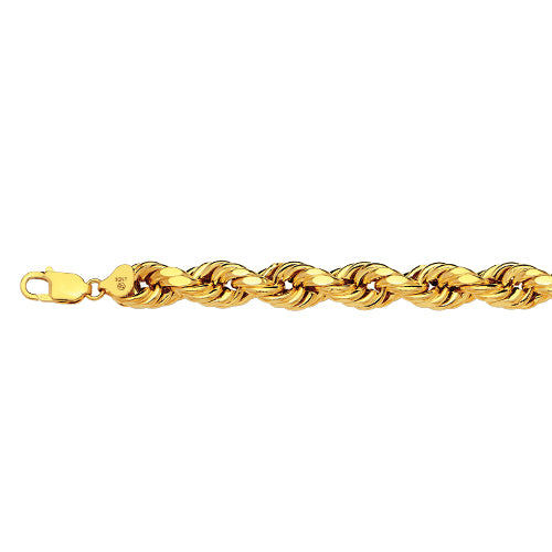 10K 12MM YELLOW GOLD DC HOLLOW ROPE 16 CHAIN NECKLACE"