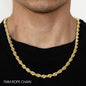 10K 7MM YELLOW GOLD DC HOLLOW ROPE 24 CHAIN NECKLACE"