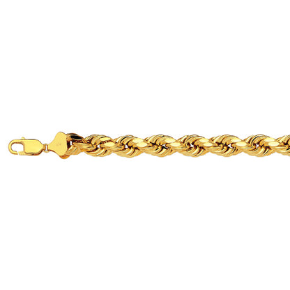 10K 7MM YELLOW GOLD DC HOLLOW ROPE 16 CHAIN NECKLACE"