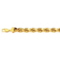 10K 7MM YELLOW GOLD DC HOLLOW ROPE 7.5 CHAIN BRACELET"