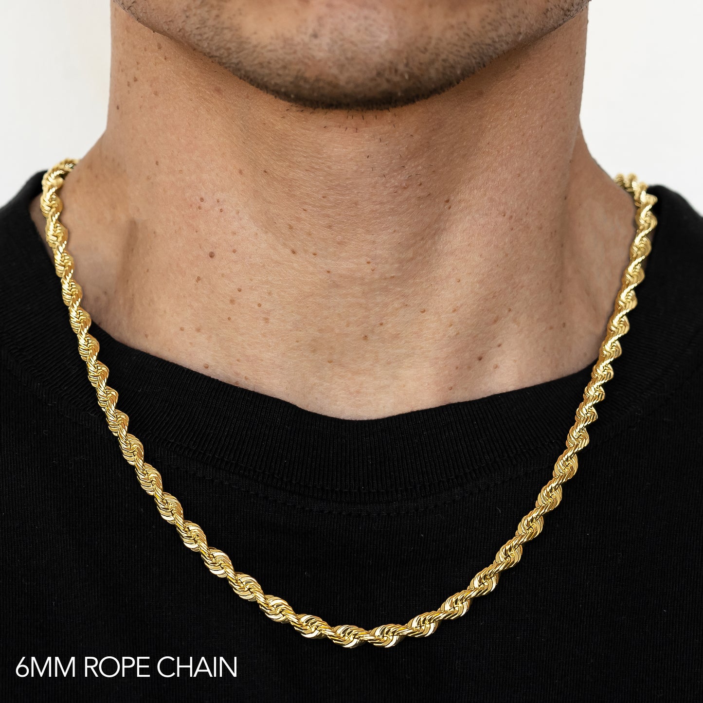 10K 6MM YELLOW GOLD DC HOLLOW ROPE 16 CHAIN NECKLACE"