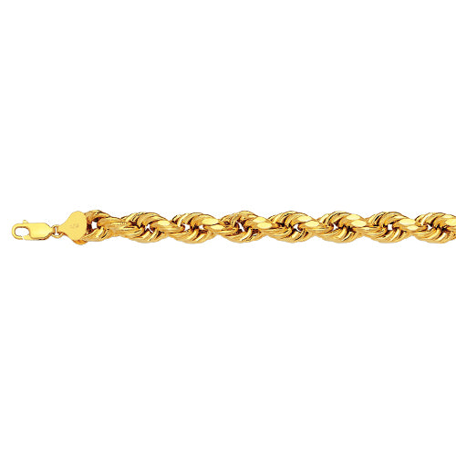 14K 6MM YELLOW GOLD DC HOLLOW ROPE 20 CHAIN NECKLACE"