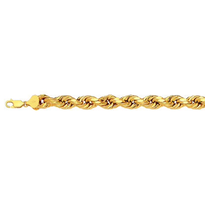 10K 6MM YELLOW GOLD DC HOLLOW ROPE 28 CHAIN NECKLACE"