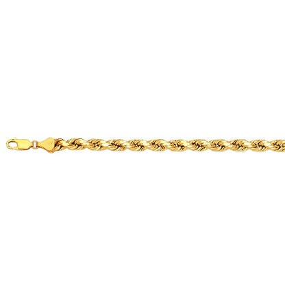 10K 4MM YELLOW GOLD DC HOLLOW ROPE 16 CHAIN NECKLACE"