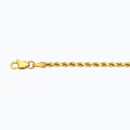 10K 2MM YELLOW GOLD DC HOLLOW ROPE 28 CHAIN NECKLACE"