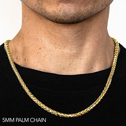 10K 5MM YELLOW GOLD PALM 20 CHAIN NECKLACE"