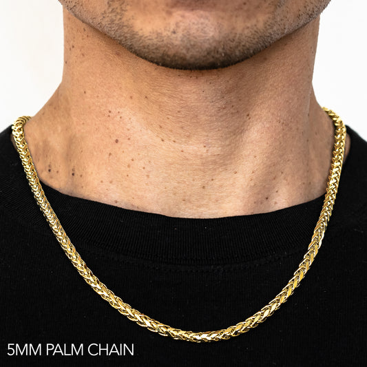 10K 5MM YELLOW GOLD PALM 26 CHAIN NECKLACE"