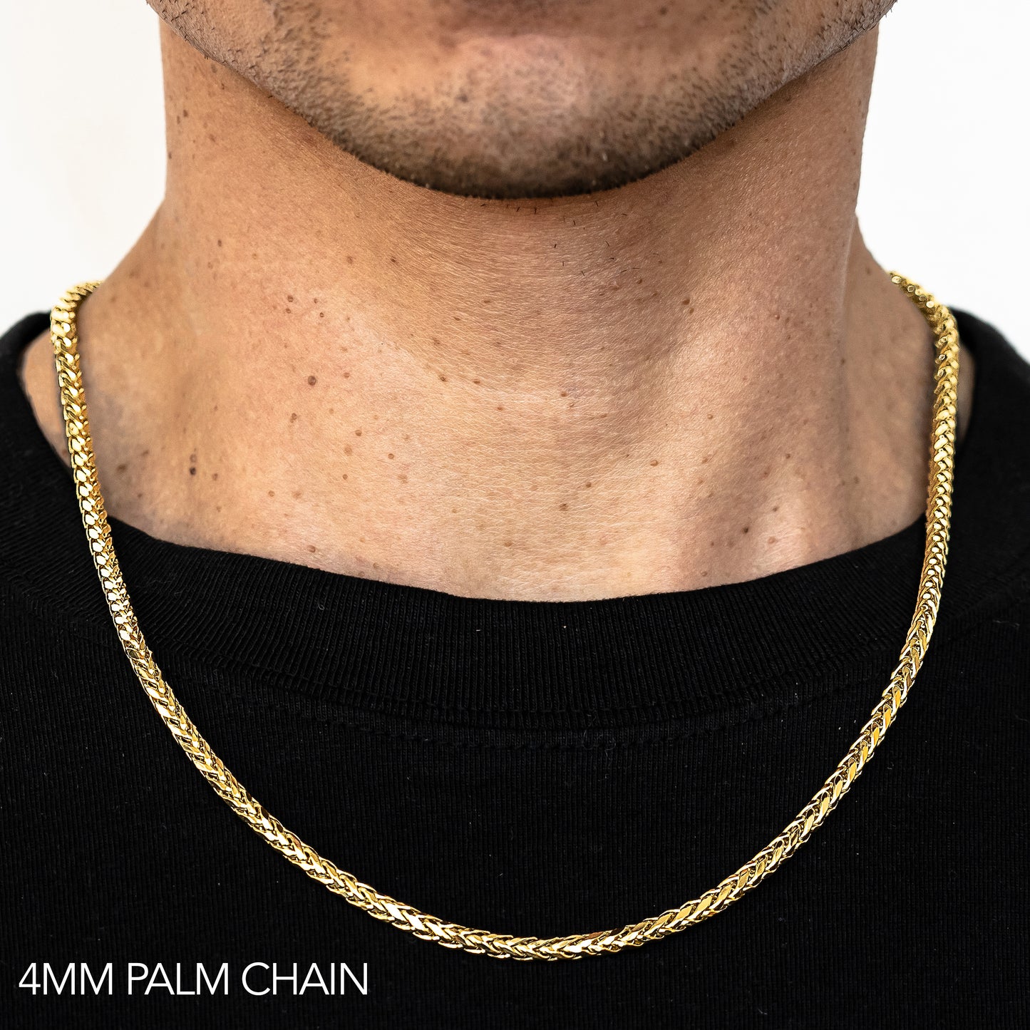 10K 4MM YELLOW GOLD PALM 22 CHAIN NECKLACE"