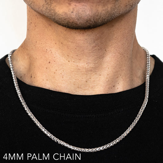 14K 4MM WHITE GOLD PALM 18" CHAIN NECKLACE (AVAILABLE IN LENGTHS 7" - 30")