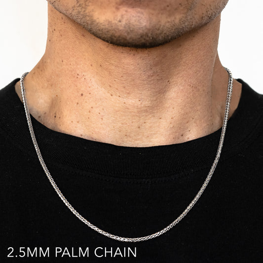 14K 2.5MM WHITE GOLD PALM 16" CHAIN NECKLACE (AVAILABLE IN LENGTHS 7" - 30")