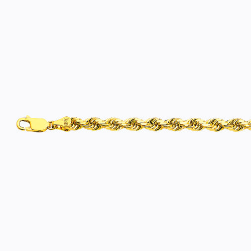 10K 5MM YELLOW GOLD SOLID DC ROPE 16 CHAIN NECKLACE"