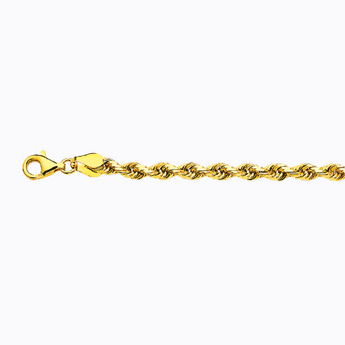 10K 4MM YELLOW GOLD SOLID DC ROPE 16 CHAIN NECKLACE"