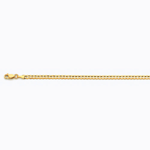 10K 3.5MM YELLOW GOLD SOLID CURB 7 CHAIN BRACELET"