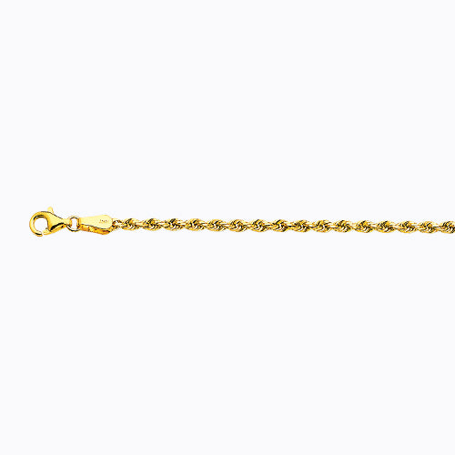 10K 2.5MM YELLOW GOLD SOLID DC ROPE 7 CHAIN BRACELET"