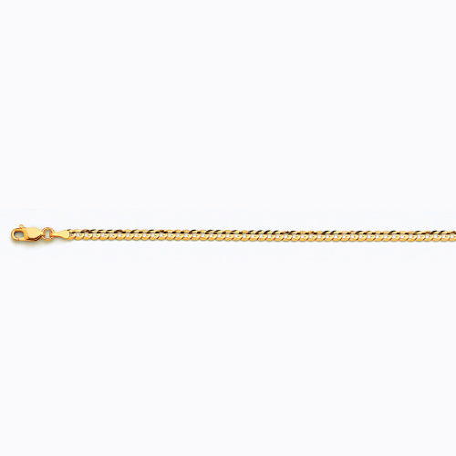 10K 3MM YELLOW GOLD SOLID CURB 7.5 CHAIN BRACELET"