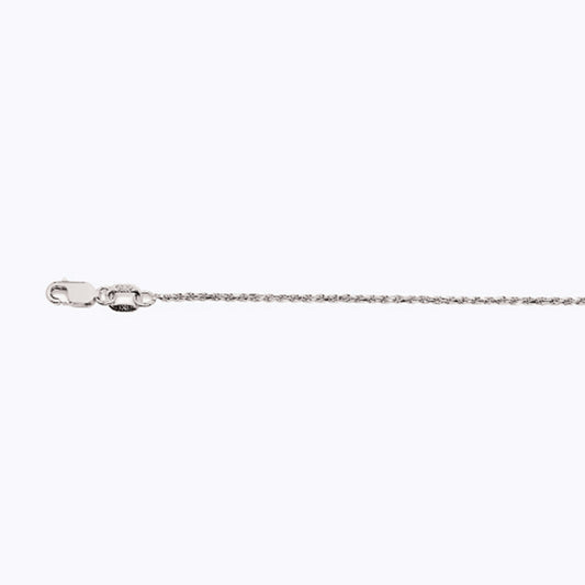 10K 1MM WHITE GOLD SOLID DC ROPE 9" CHAIN BRACELET (AVAILABLE IN LENGTHS 7" - 30")