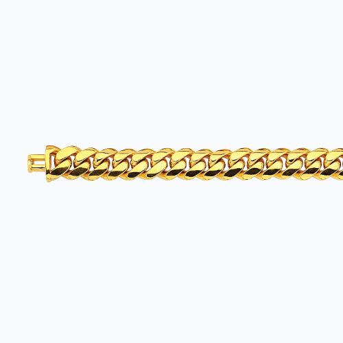 10K 13MM YELLOW GOLD SOLID MIAMI CUBAN 7 CHAIN BRACELET"