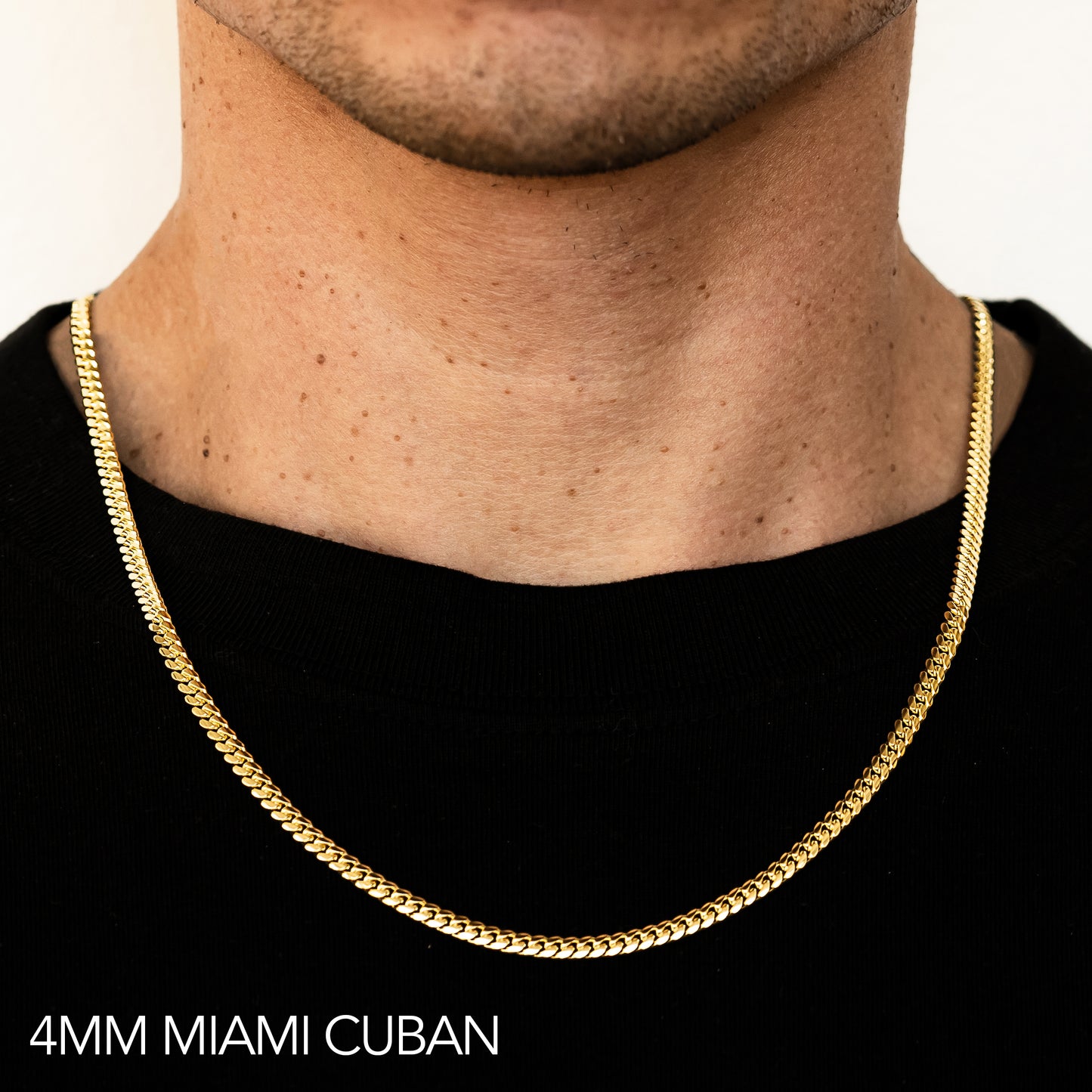 10K 4MM YELLOW GOLD SOLID MIAMI CUBAN 16 CHAIN NECKLACE"