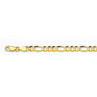 10K 4.5MM YELLOW GOLD SOLID FIGARO 24 CHAIN NECKLACE"