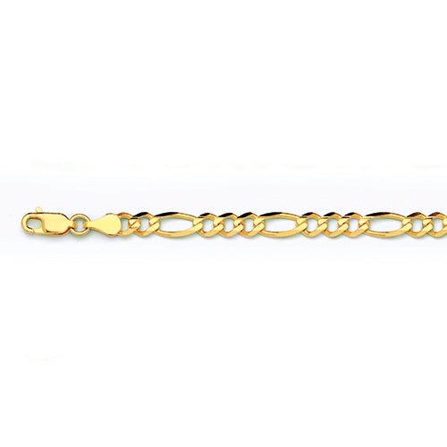 10K 3MM YELLOW GOLD SOLID FIGARO 7.5 CHAIN BRACELET"